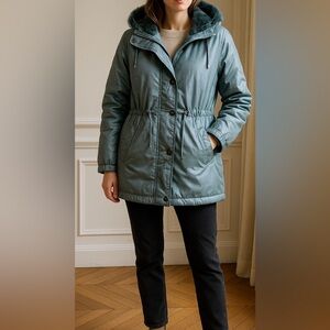 Braetan Teal Puffer Hooded Winter Coat
